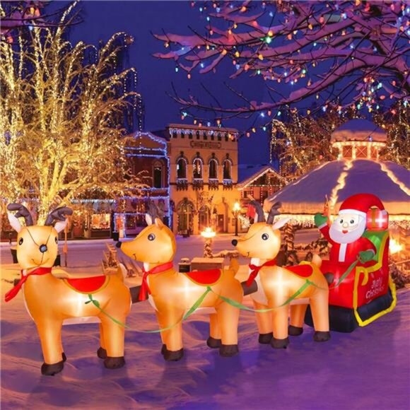 12FT Long Christmas Inflatables Outdoor Decorations, Inflatables Santa Claus - Picture 1 of 7